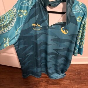 Australia Quarter Zip Performance Jersey | Green & Yellow | Size Large | New